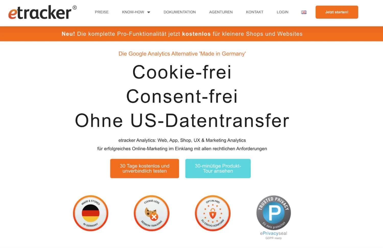 eTracker ist eine Premium-Alternative zu Google Analytics mit vielen Funktionen.
