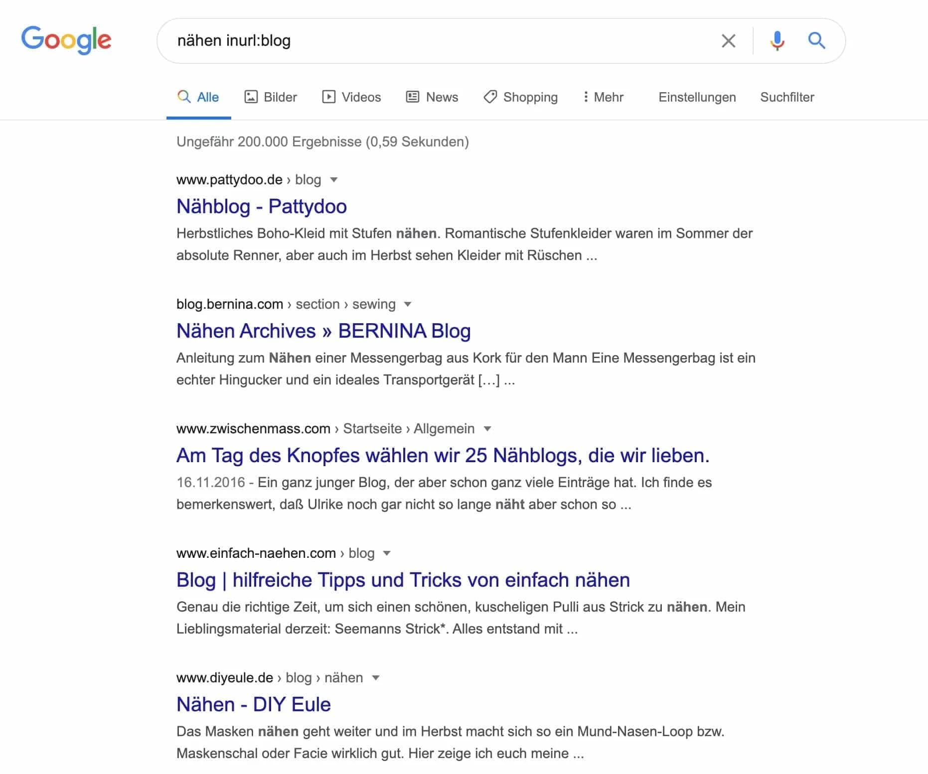Mit Suchoperator „inurl“ andere Blogs in deiner Nische finden