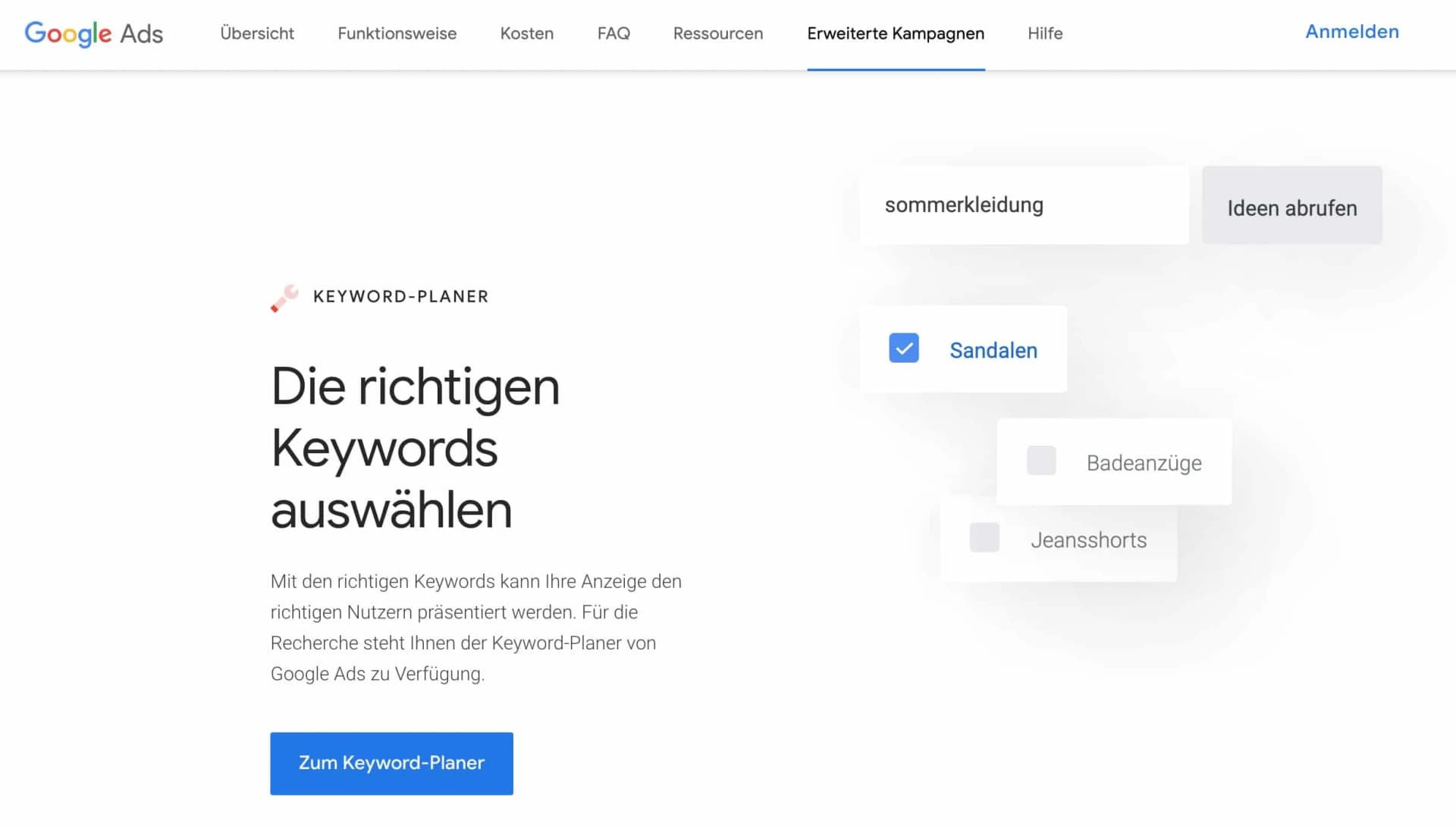 Google Ads Keyword-Planer (ehemals Google Adwords Keyword-Tool)
