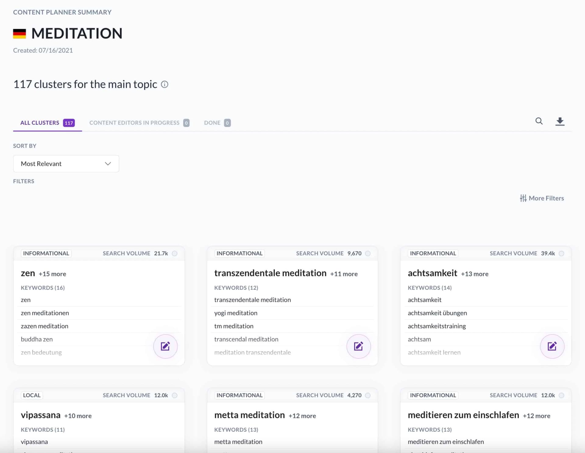 Keyword-Cluster mit dem Content Planner finden