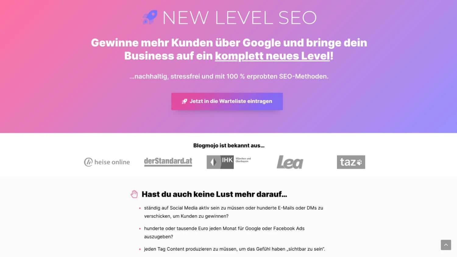 Salespage New Level SEO