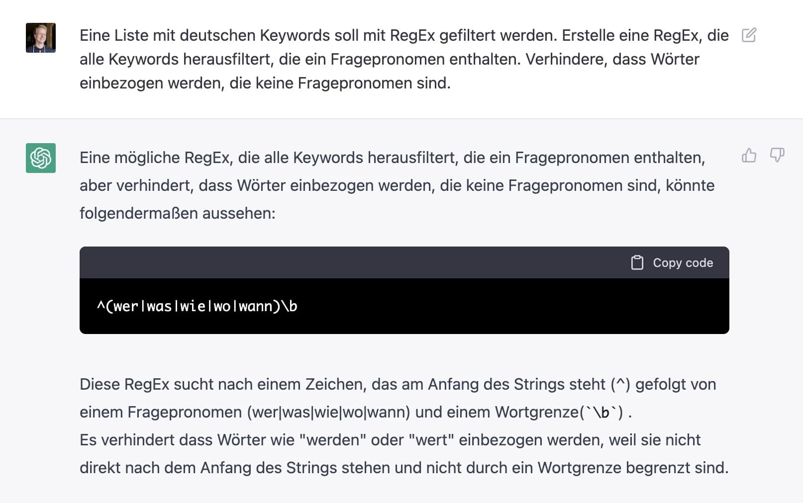 RegEx mit ChatGPT erstellen