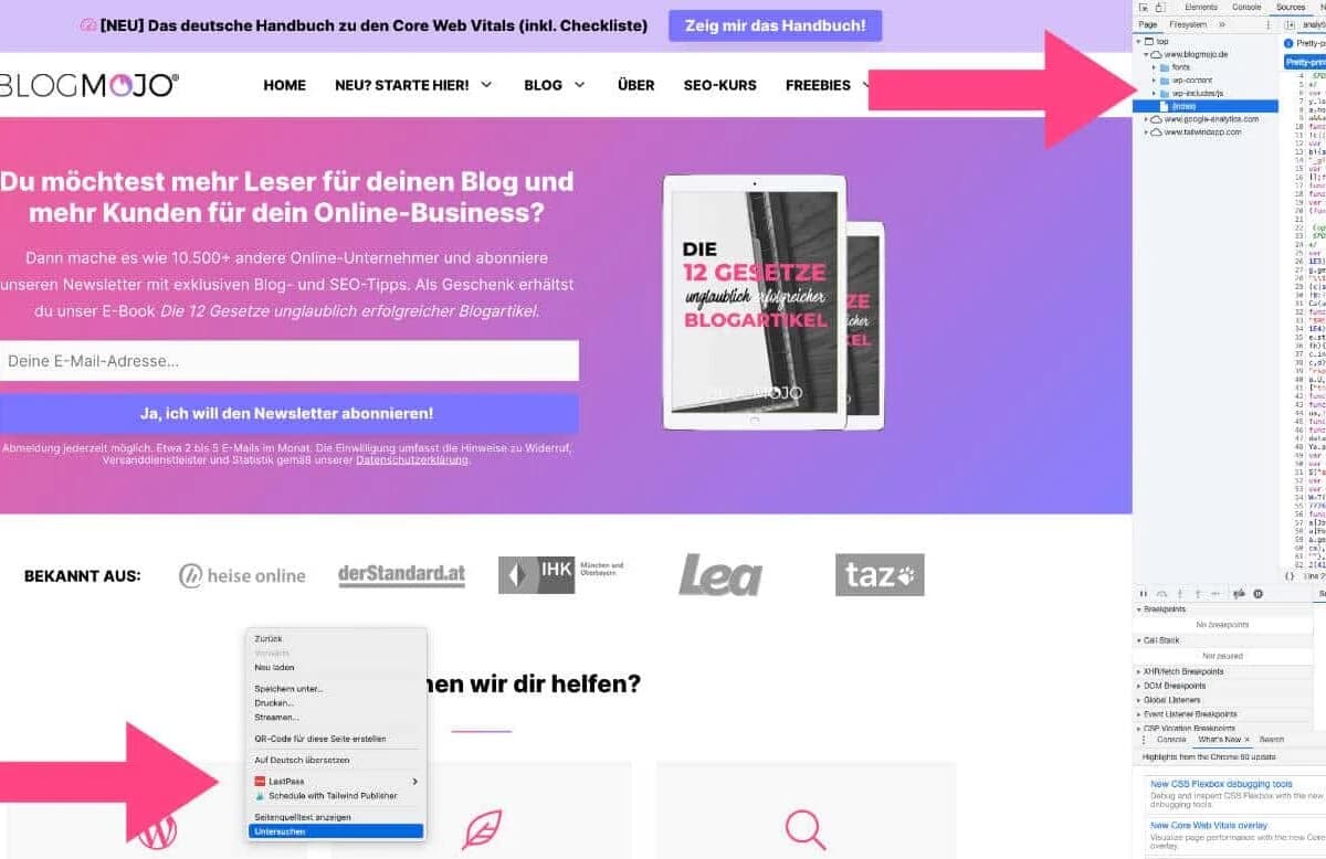 Du erkennst mit Google Chrome sofort, ob eine Website WordPress verwendet