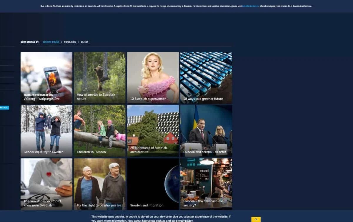 Die Website des Landes Schweden verwendet WordPress