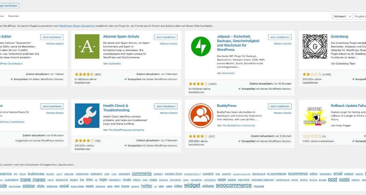 In der WordPress Plugin Bibliothek findest du zahlreiche Erweiterungen