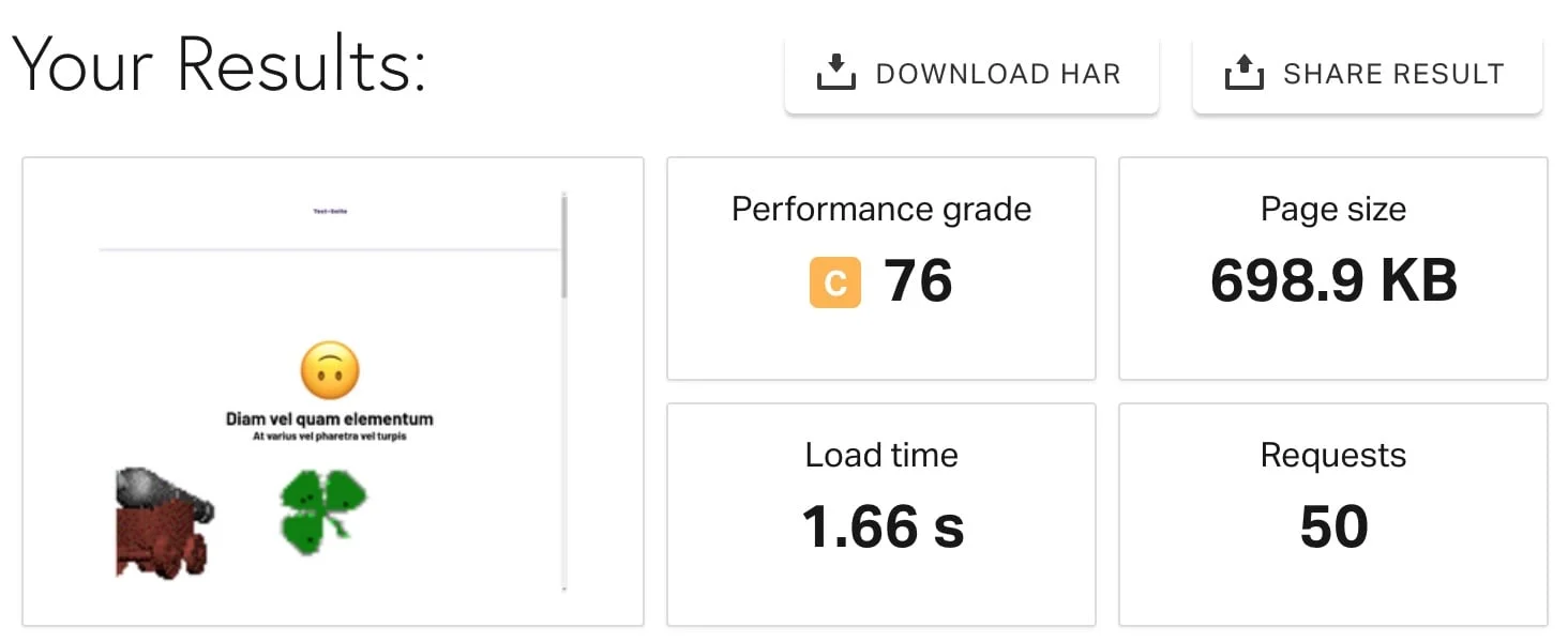 Absolute Ladezeit des webgo Homepage-Baukastens