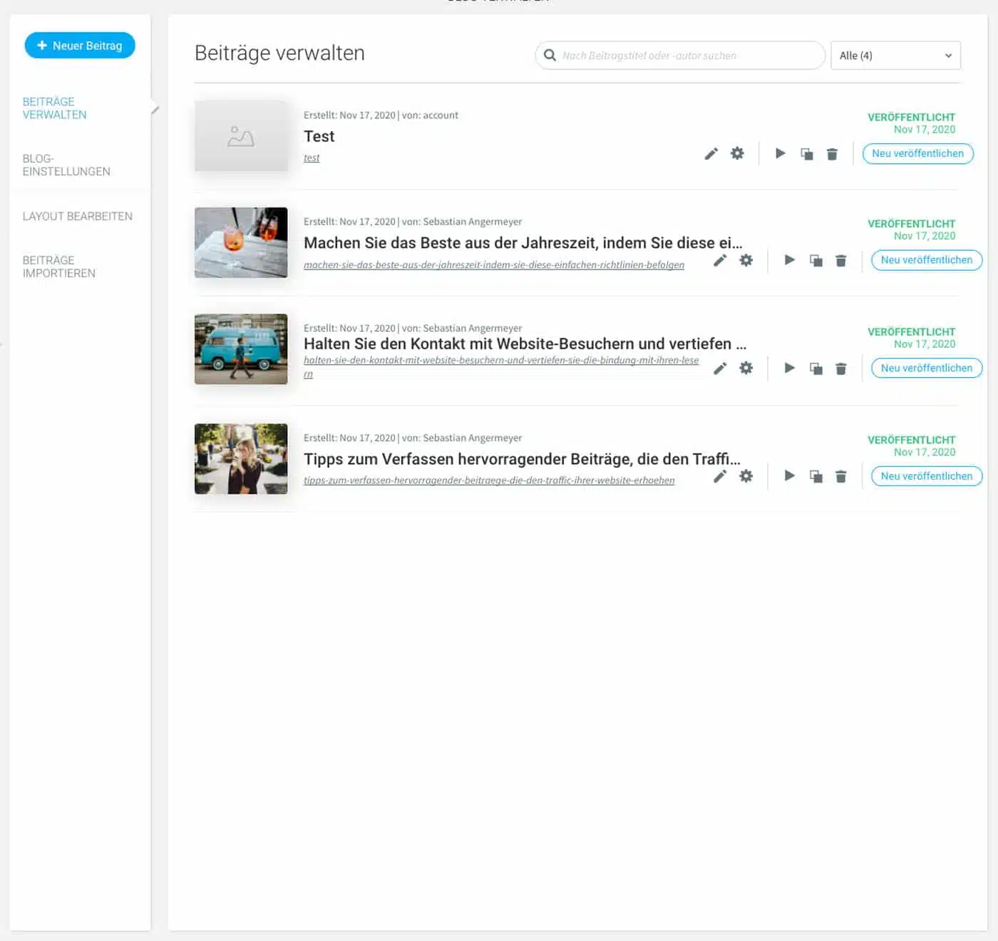 Der webgo Homepage-Baukasten bietet dir einen eigenen Blog. Allerdings gilt hier: Licht und Schatten zugleich