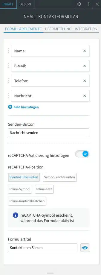 Die Kontaktformulare im webgo Homepage Baukasten lassen sich sehr flexibel anpassen