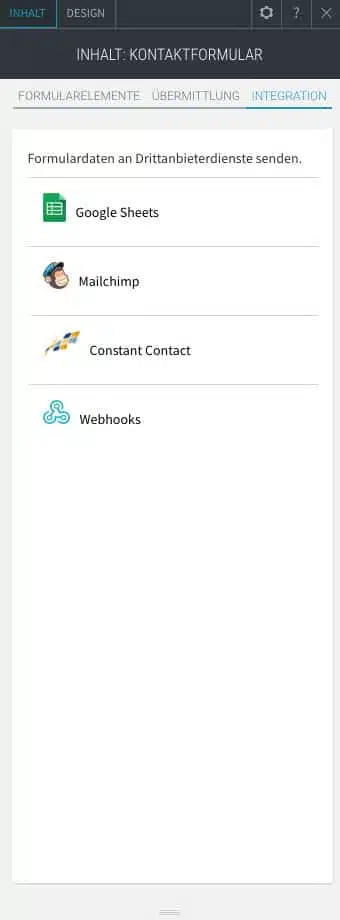 Du kannst deine Website im webgo Baukasten mit Newsletter-Anbietern wie Mailchimp verbinden
