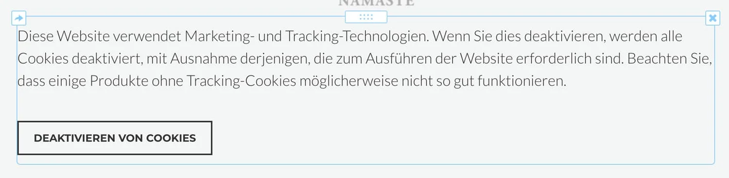 Bei Weebly kannst du Cookies über eine Schaltfläche deaktivieren