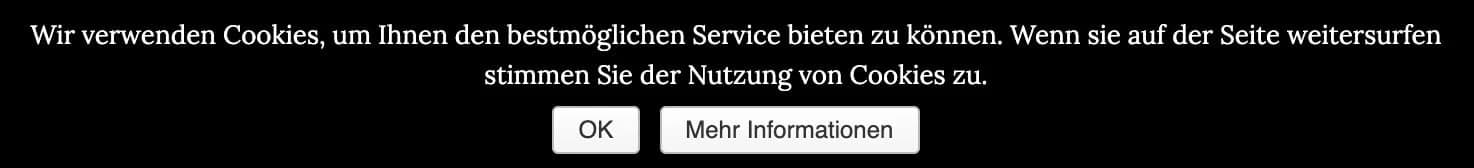 Beispiel für einen einfachen Cookie-Hinweis in Form eines Banners