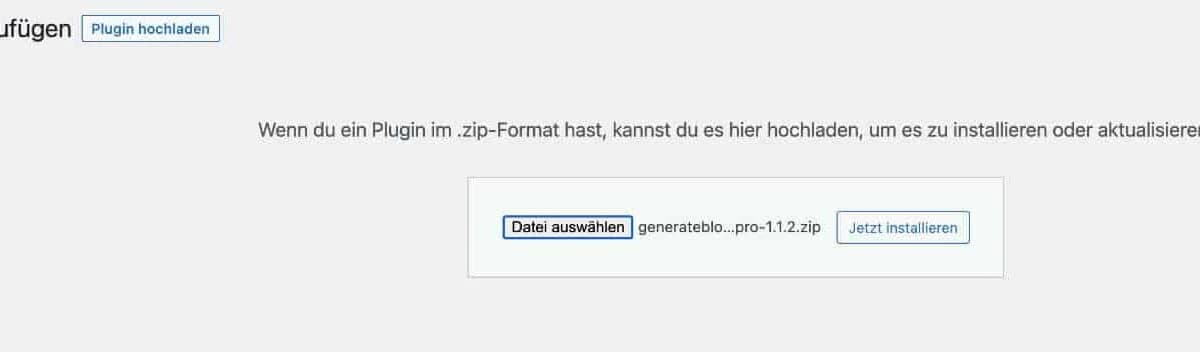 WordPress Plugin hochladen