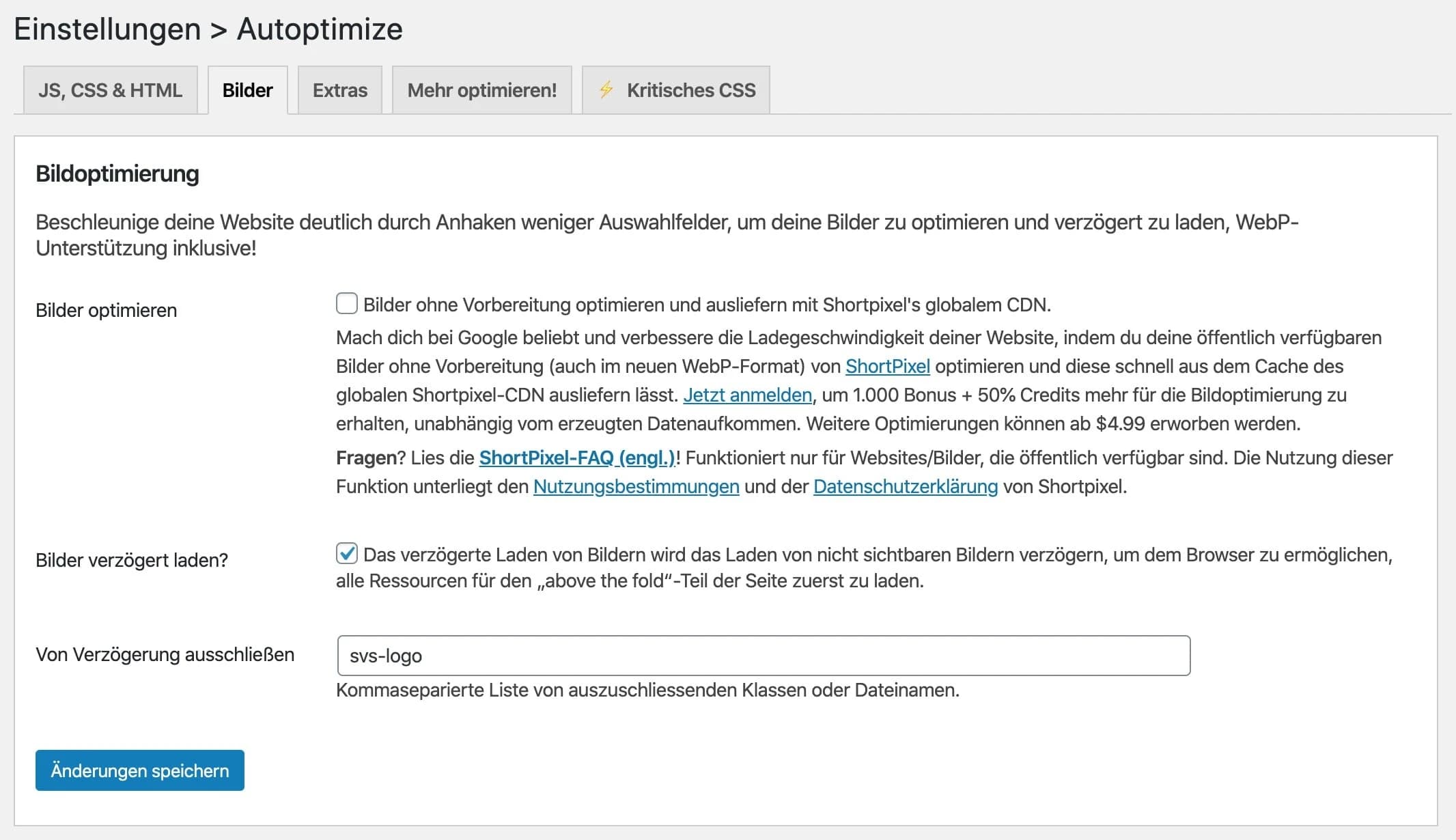 Lazy Loading mit Autoptimize aktivieren