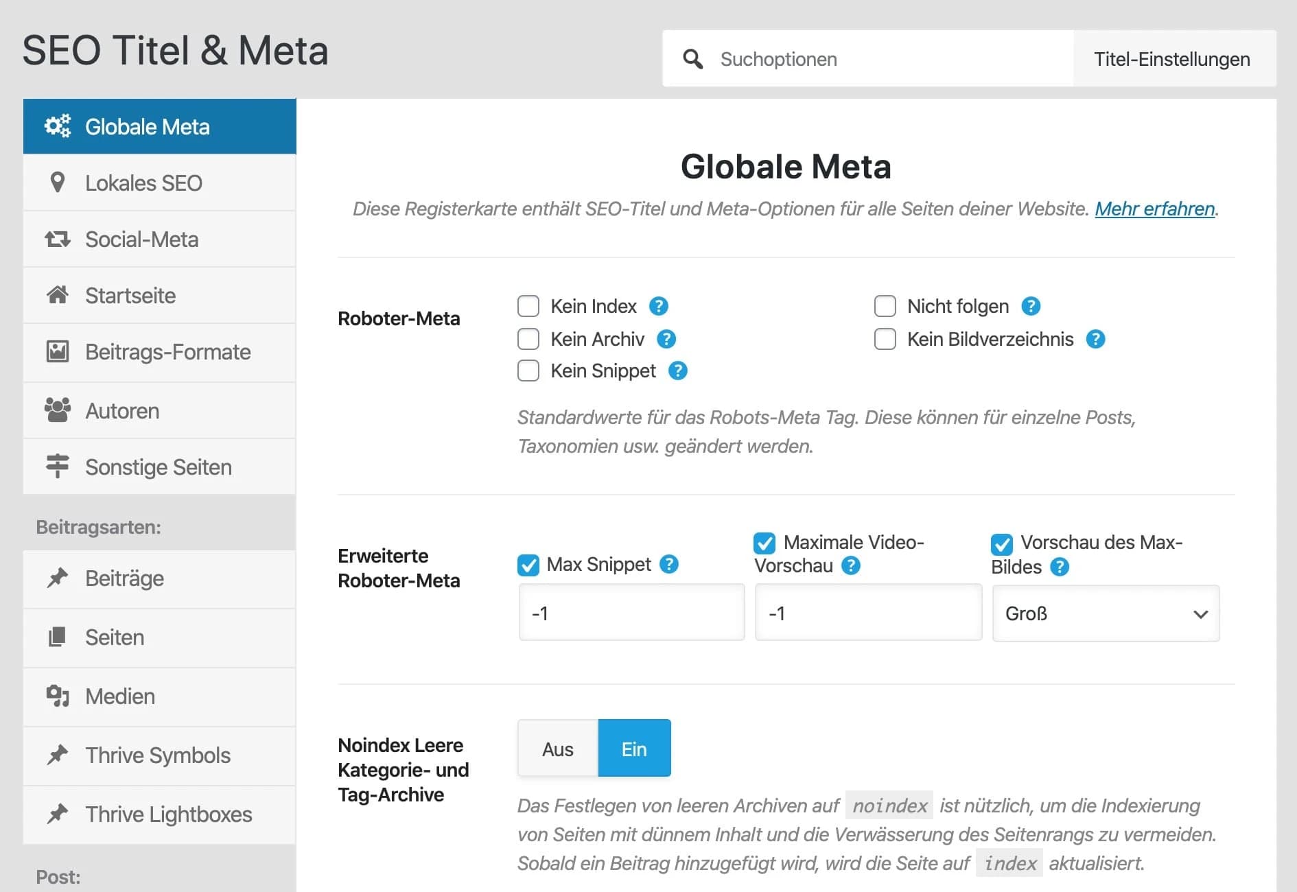 Feineinstellungen von Rank Math