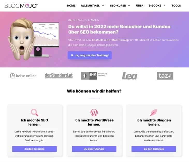 Homepage von Blogmojo