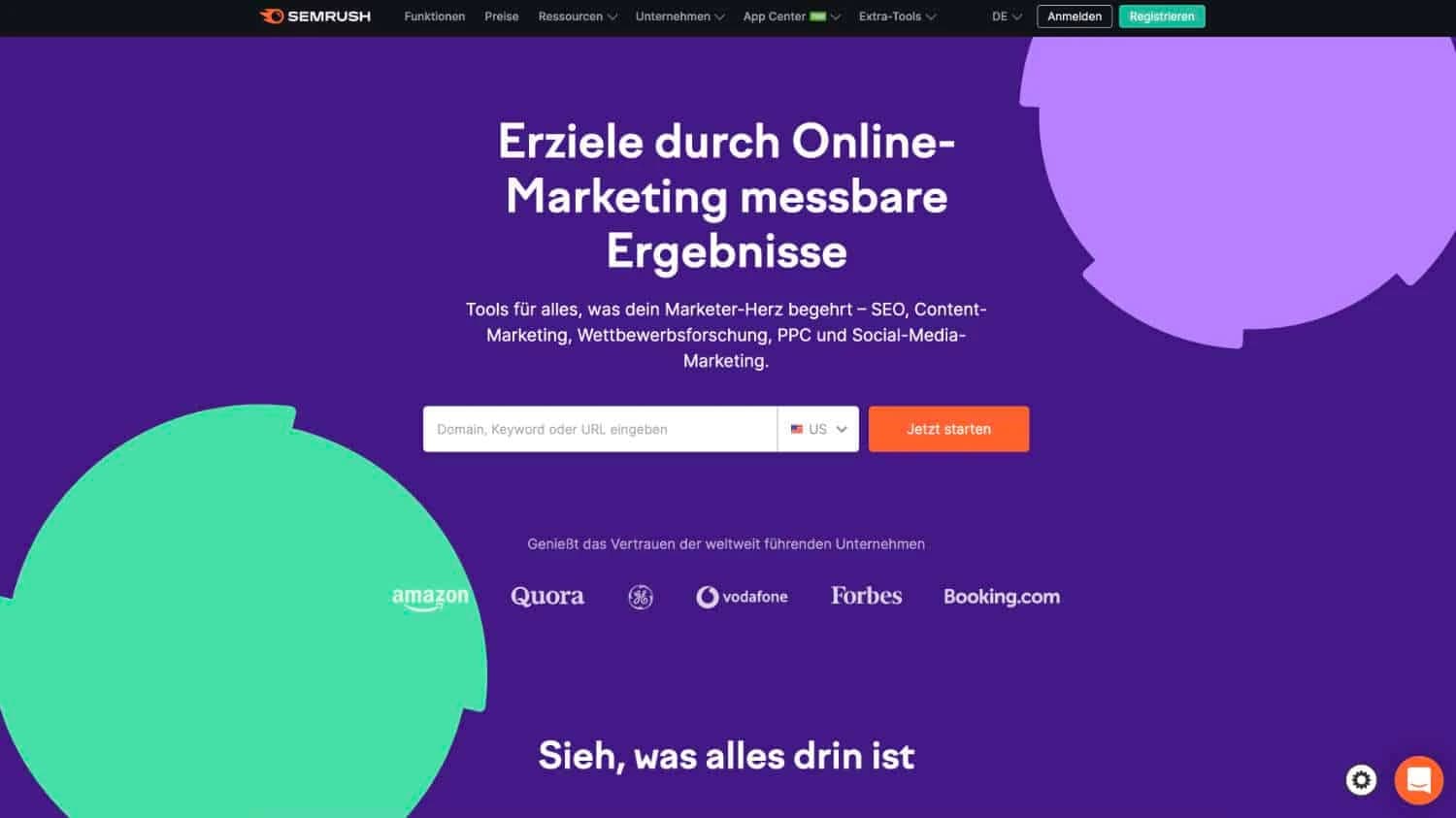 Semrush Oberfläche