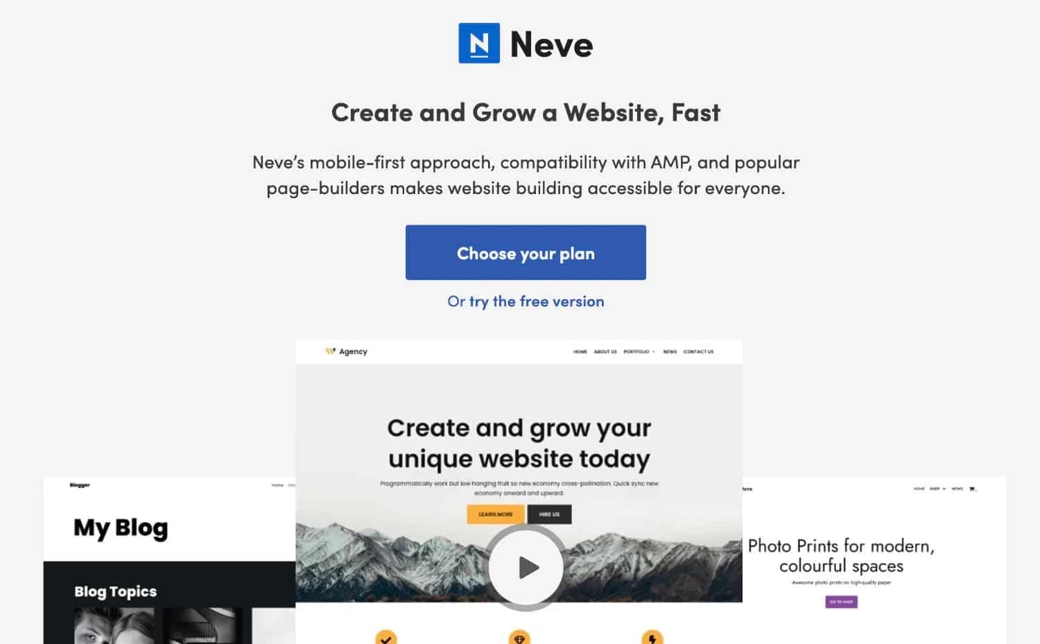 Neve Theme Startseite