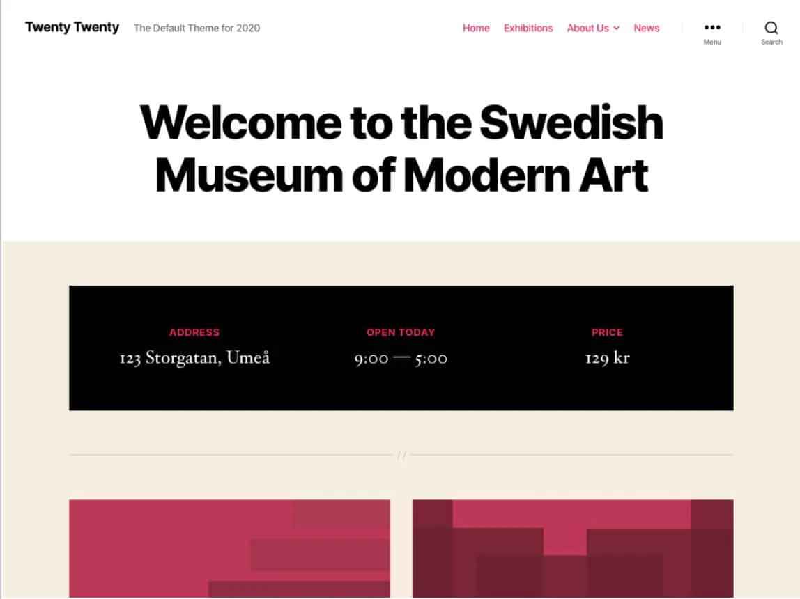 Twenty Twenty Theme Ansicht