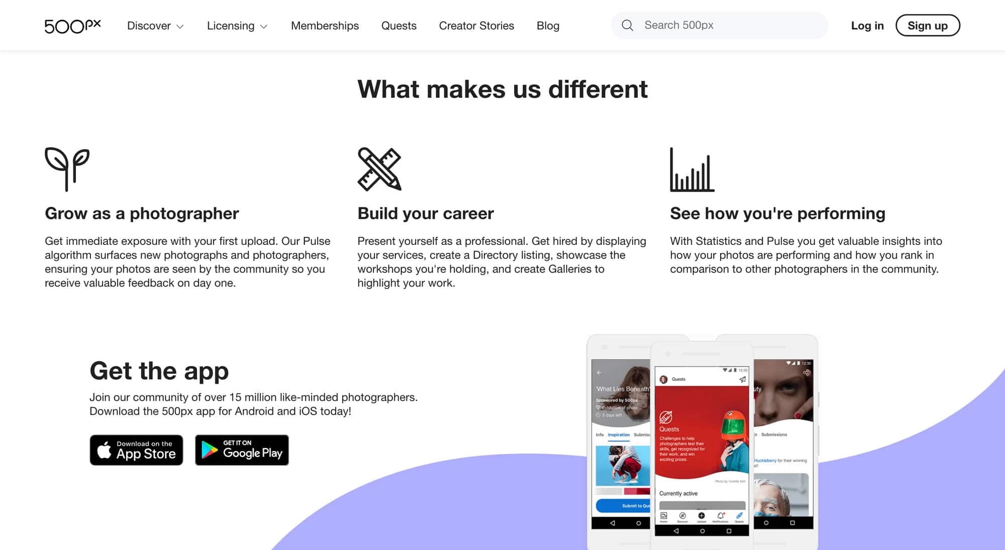 Viele tolle Bilder bietet 500px