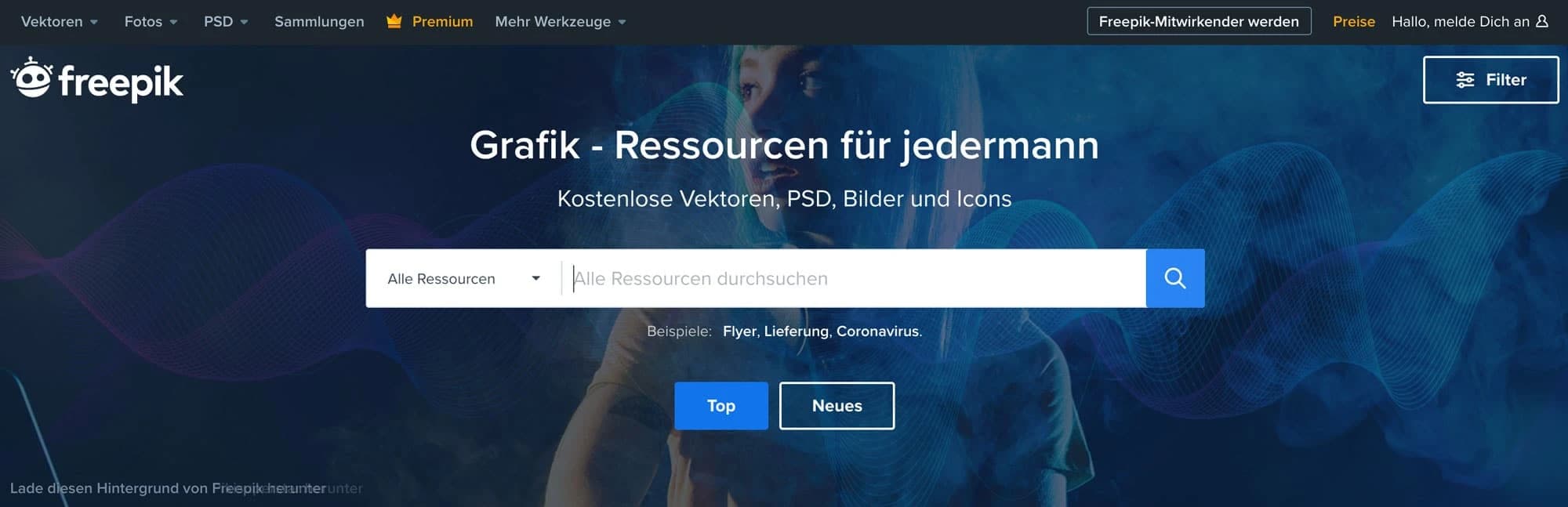 Freepik ist eine riesige Bilddatenbank