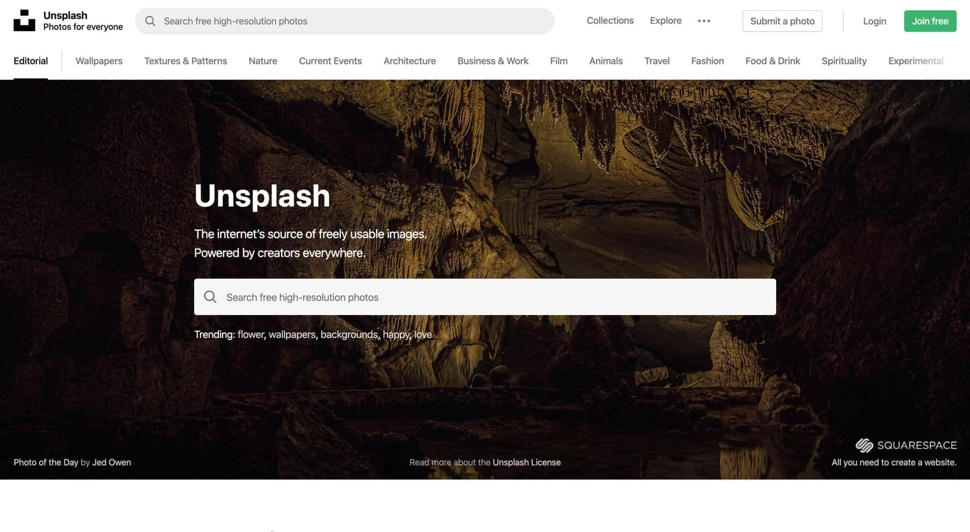 unsplash ist eine große kostenlose Bilddatenbank