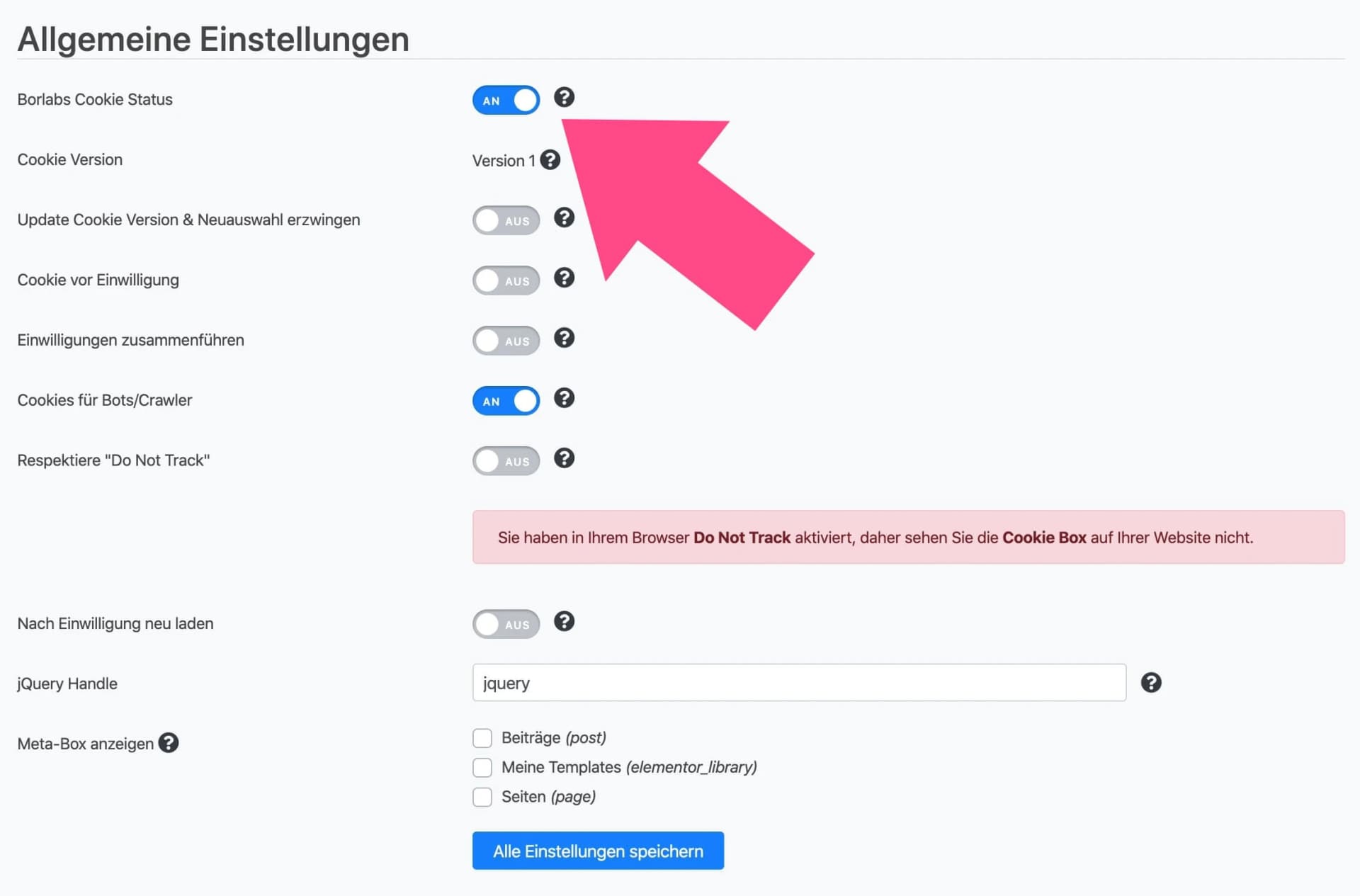 Borlabs Cookie aktivieren