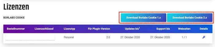 Du kannst zwischenzeitlich zwischen Borlabs Cookie Version 1.0 und 2.0 wählen.