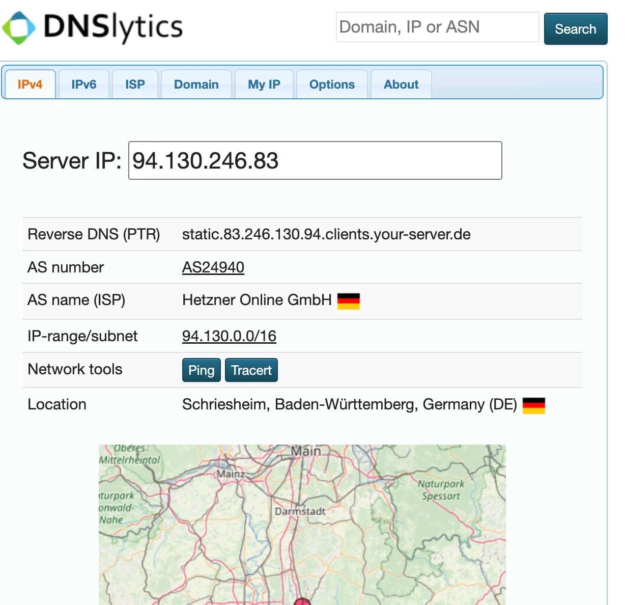 IP Address and Domain Information