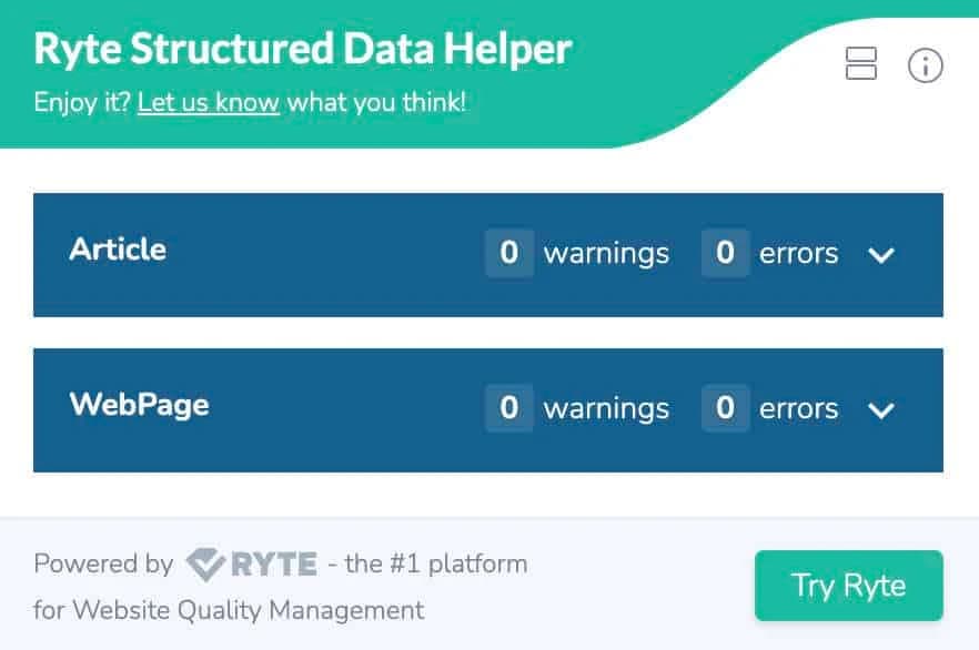 Ryte structured data helper
