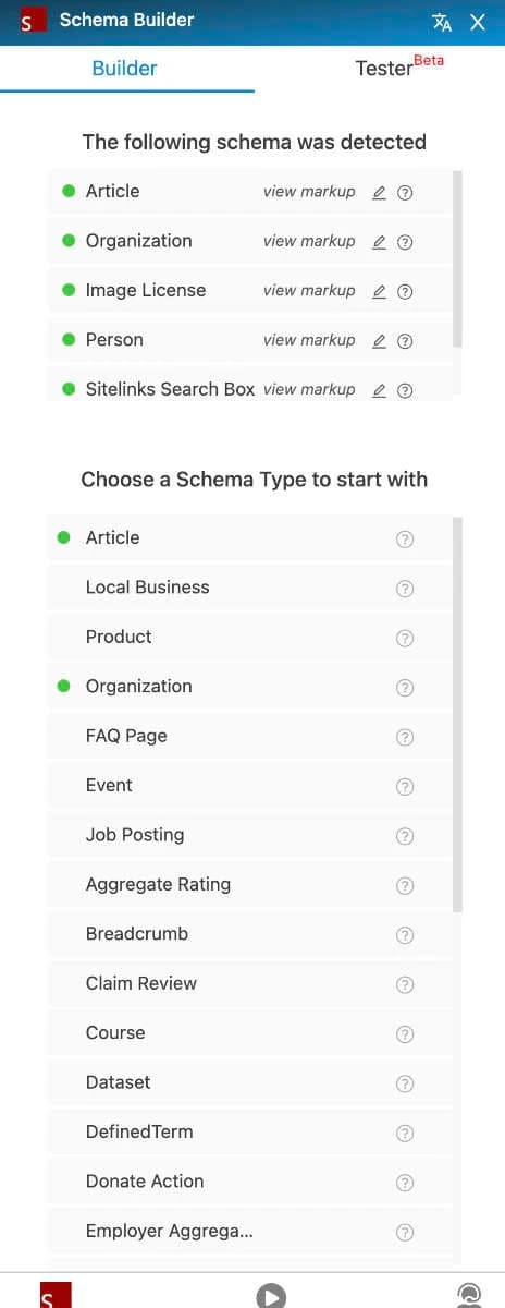 Schema Builder & Tester for Structured Data