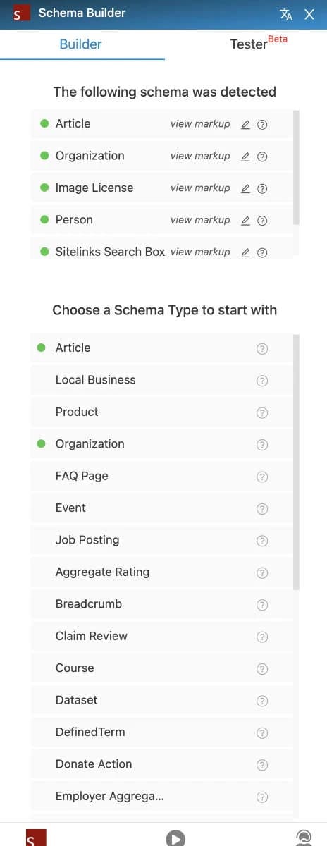 Schema Builder & Tester for Structured Data