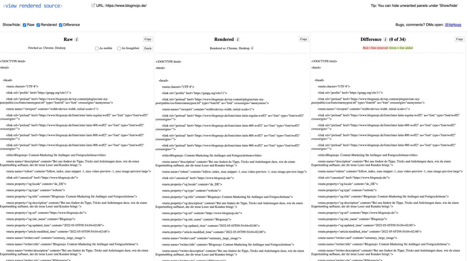 View Rendered Source