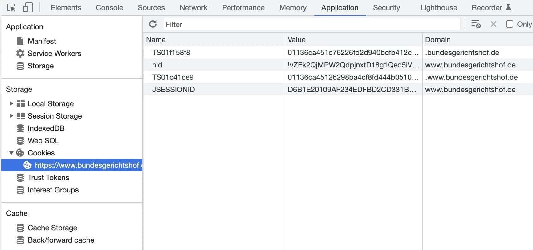 Cookies einer Website in den Chrome DevTools anzeigen
