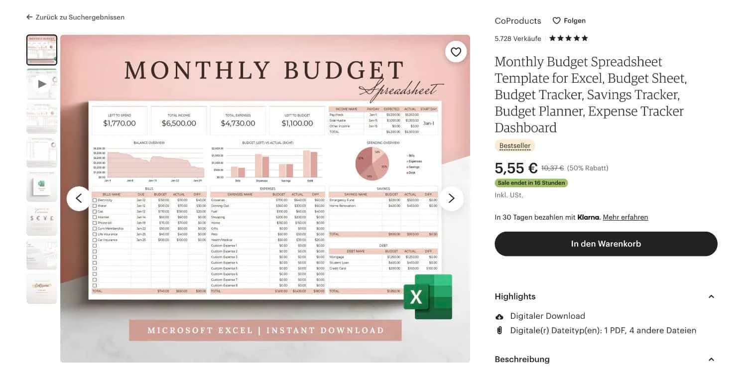 Etsy Vorlage erstellen