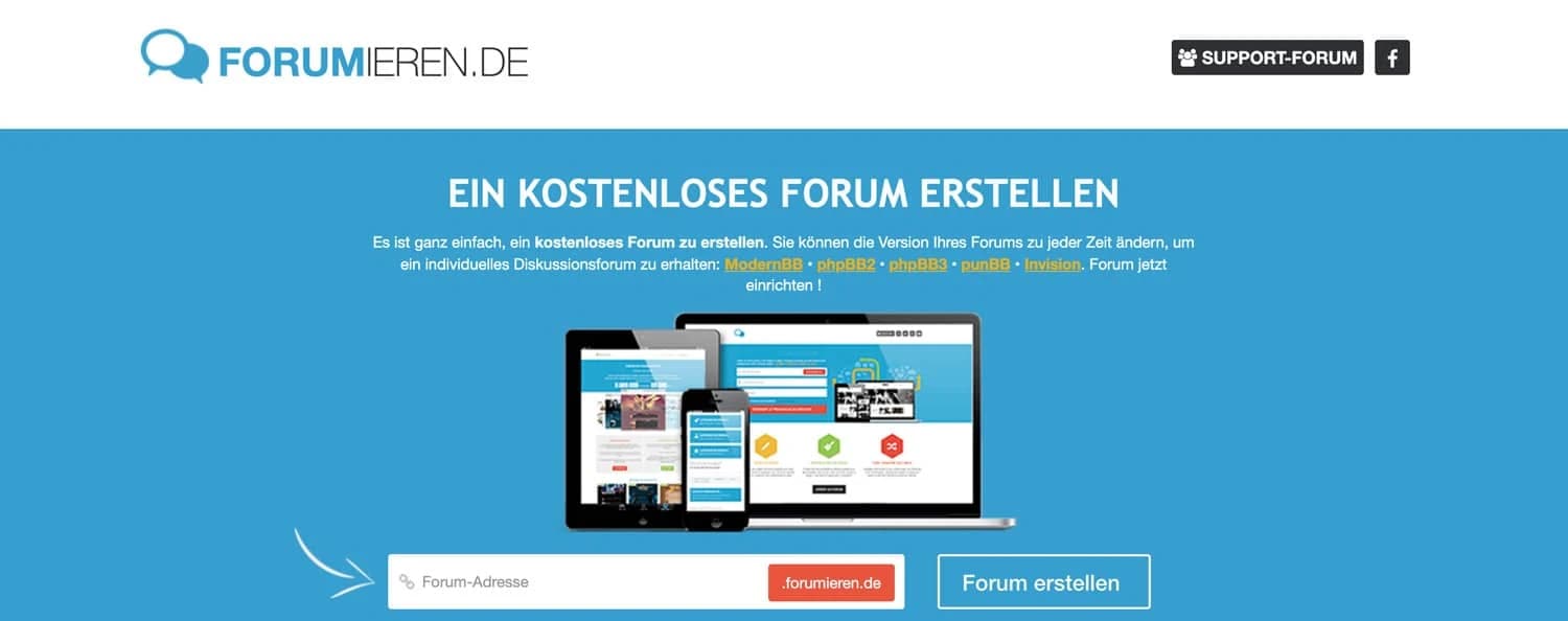 forumieren.de Oberfläche