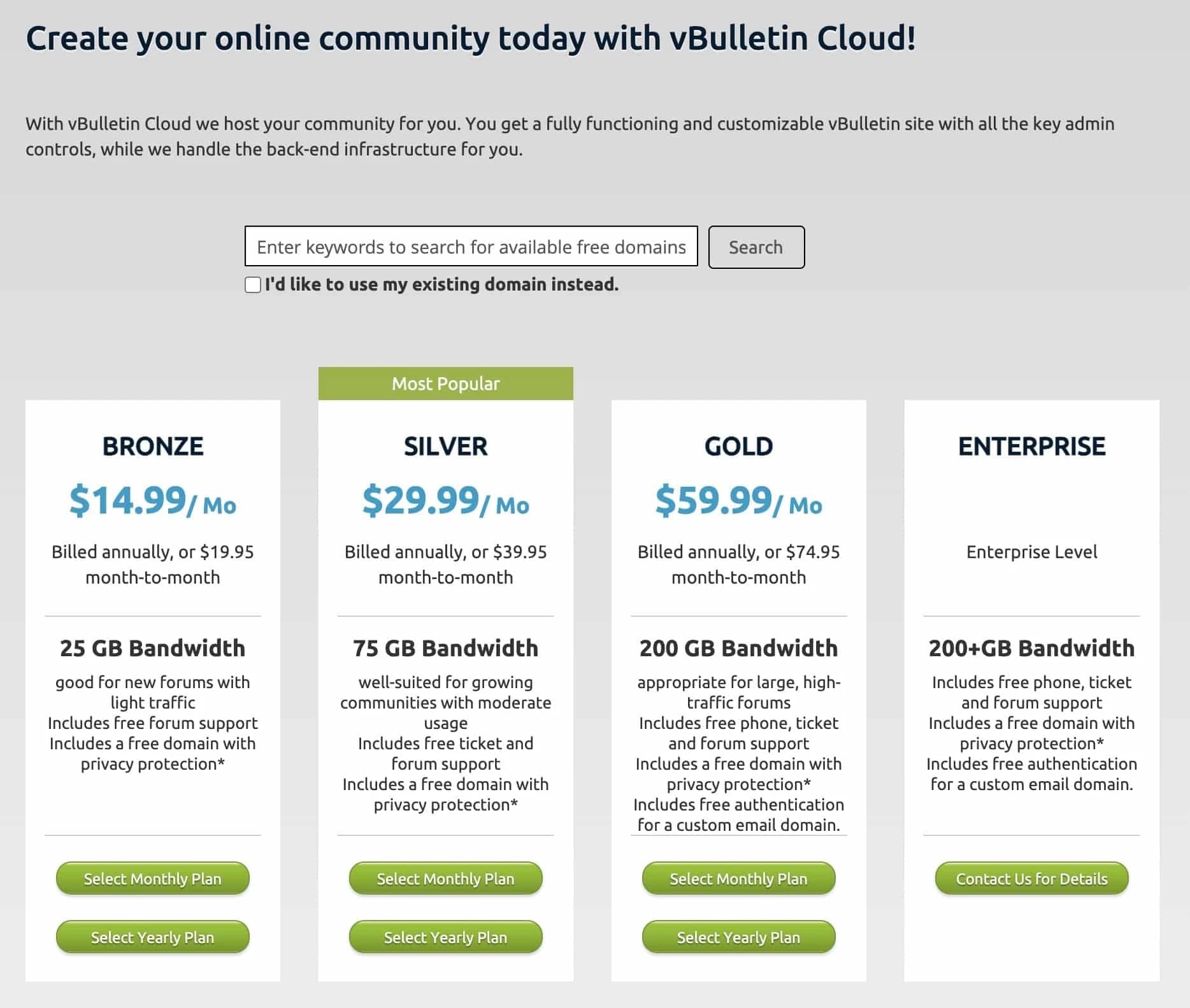 vBulletin Cloud Oberfläche