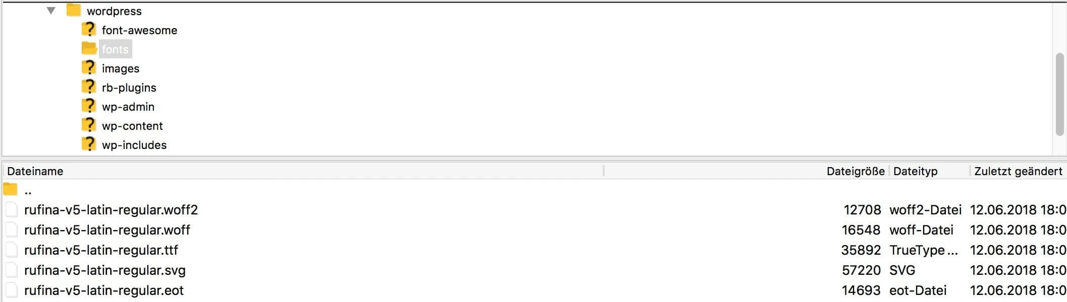Google Fonts auf FTP-Server hochladen