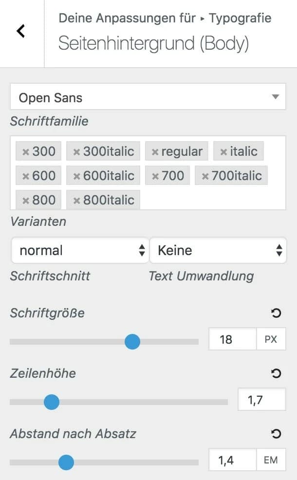 Google Fonts im Customizer einstellen