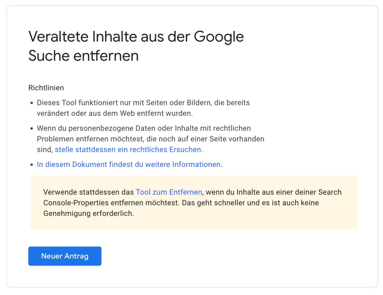Entfernen veralteter Inhalte