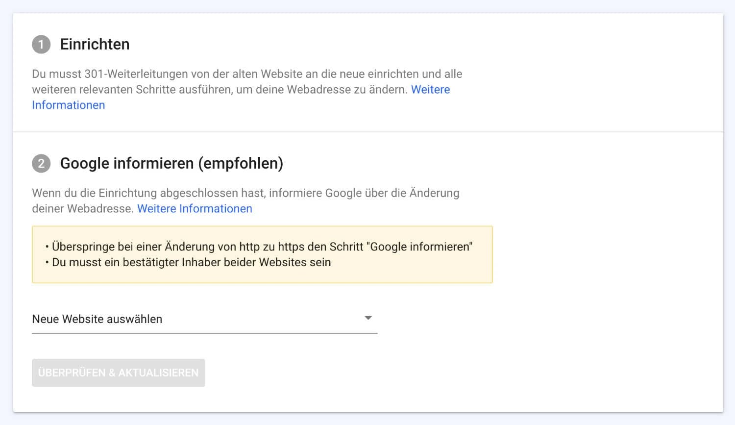Tool zur Adressänderung in der Google Search Console