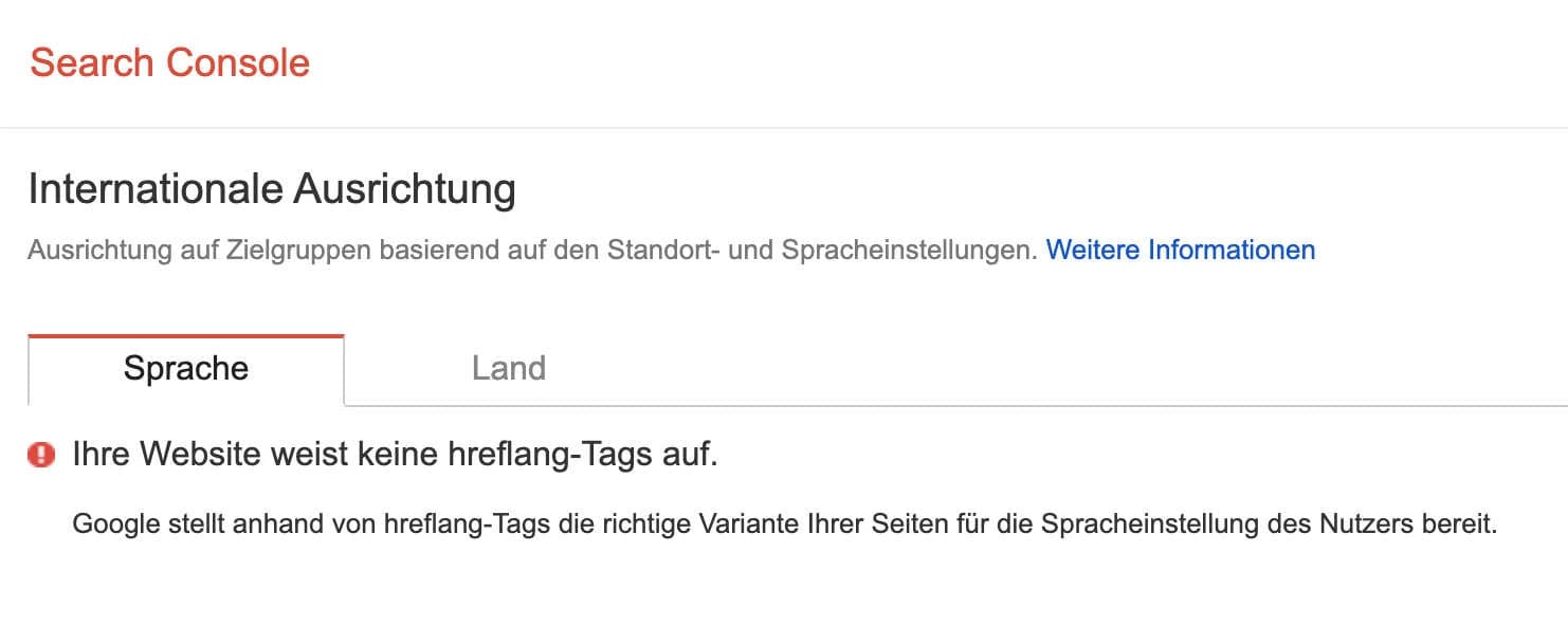 Internationale Ausrichtung Google Search Console