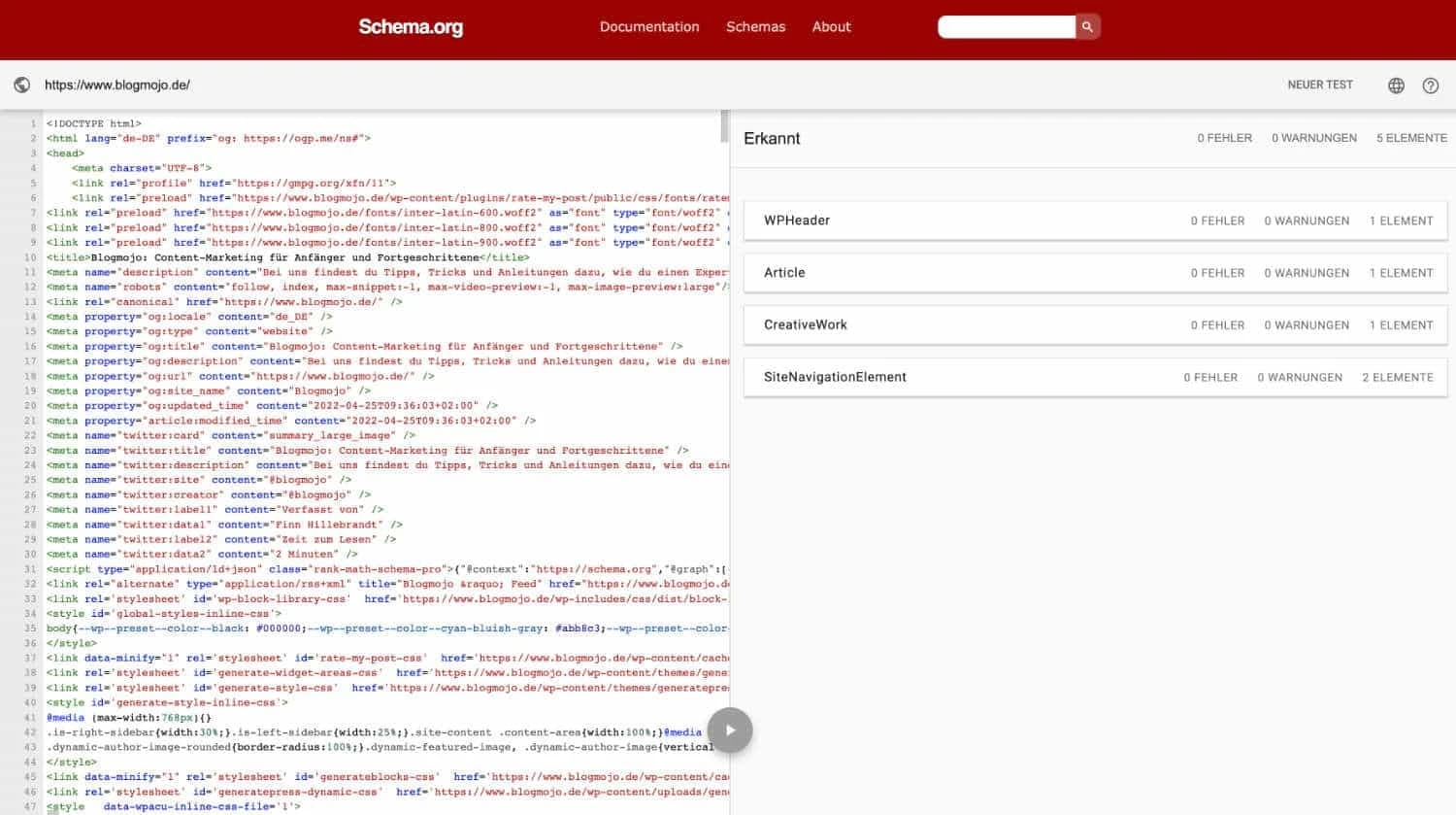 Schema Markup Validator