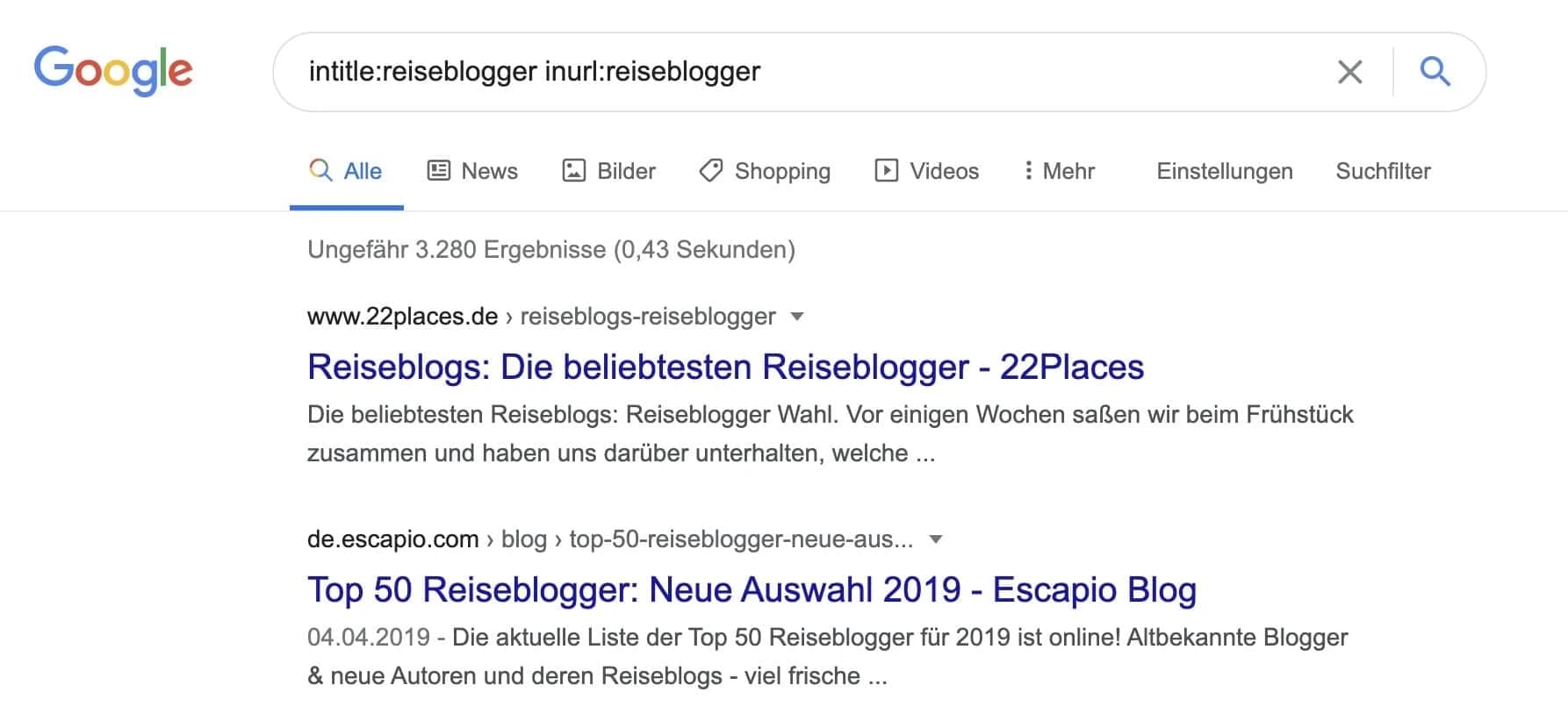 Blogger-Bestenliste mit intitle: und inurl: finden