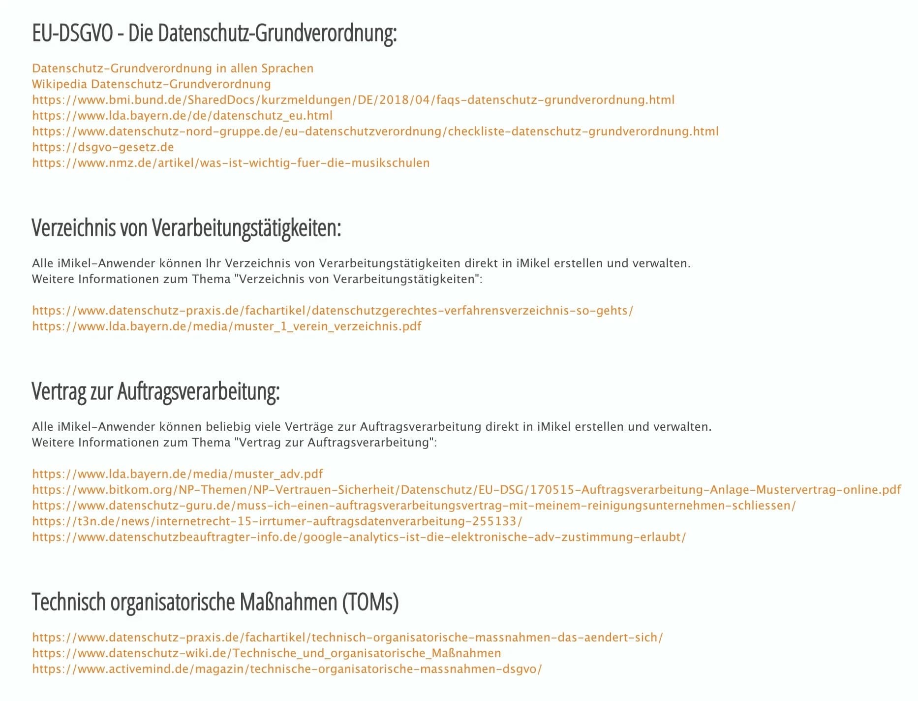 Linksammlung zum Thema DSGVO
