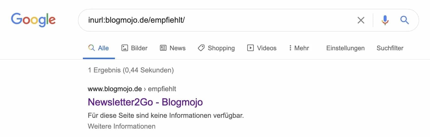 Mit Suchbefehl indexierte Affiliate-Links finden