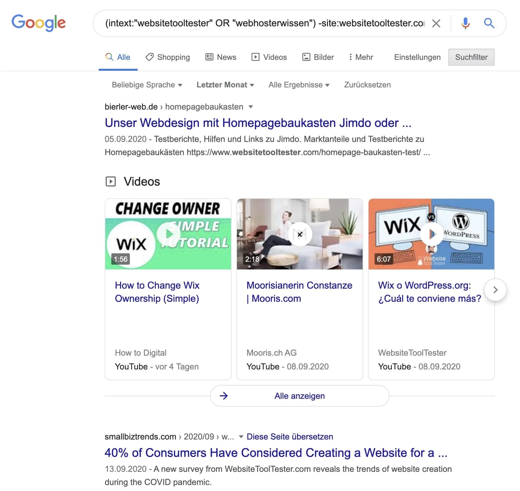 Suchbefehl, um Brand Mentions von Konkurrenten zu finden