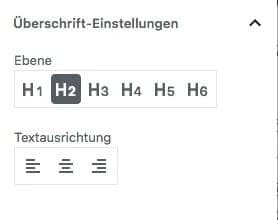 Überschrift-Einstellungen