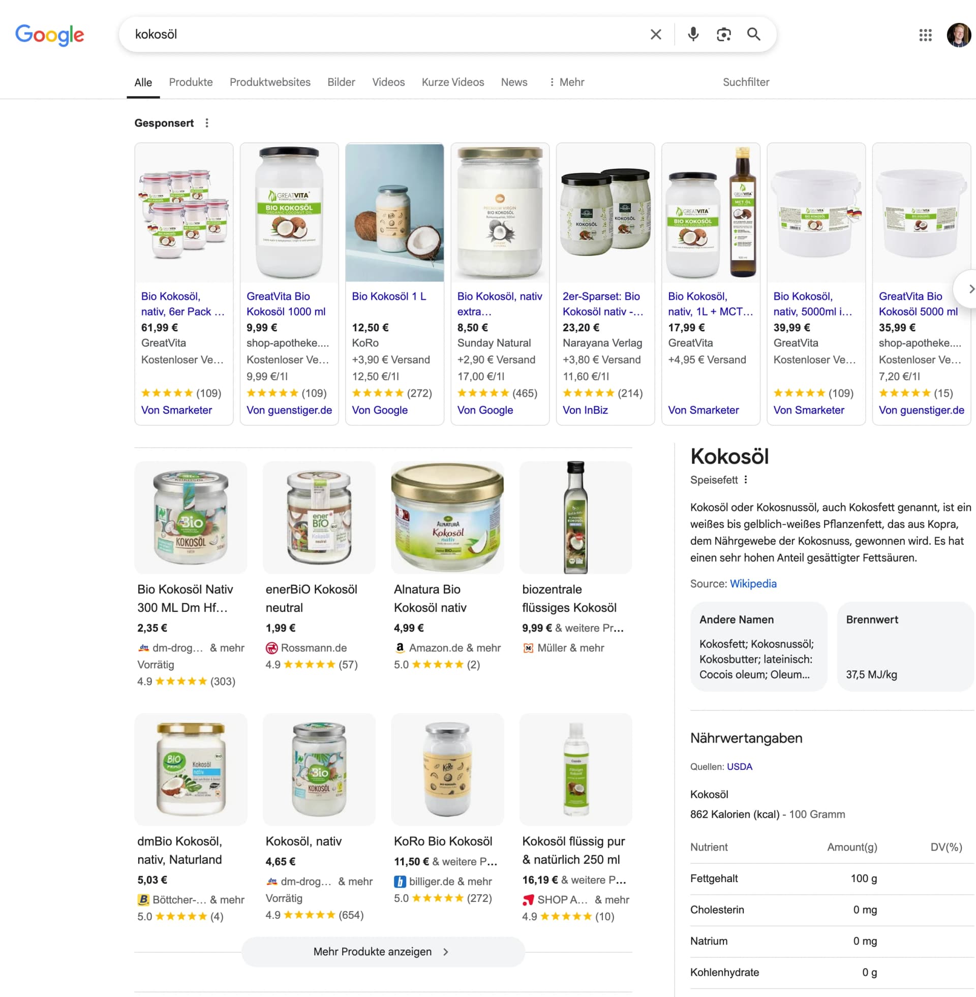 Beispiel für schlechte Klickrate in den Google-Suchergebnissen