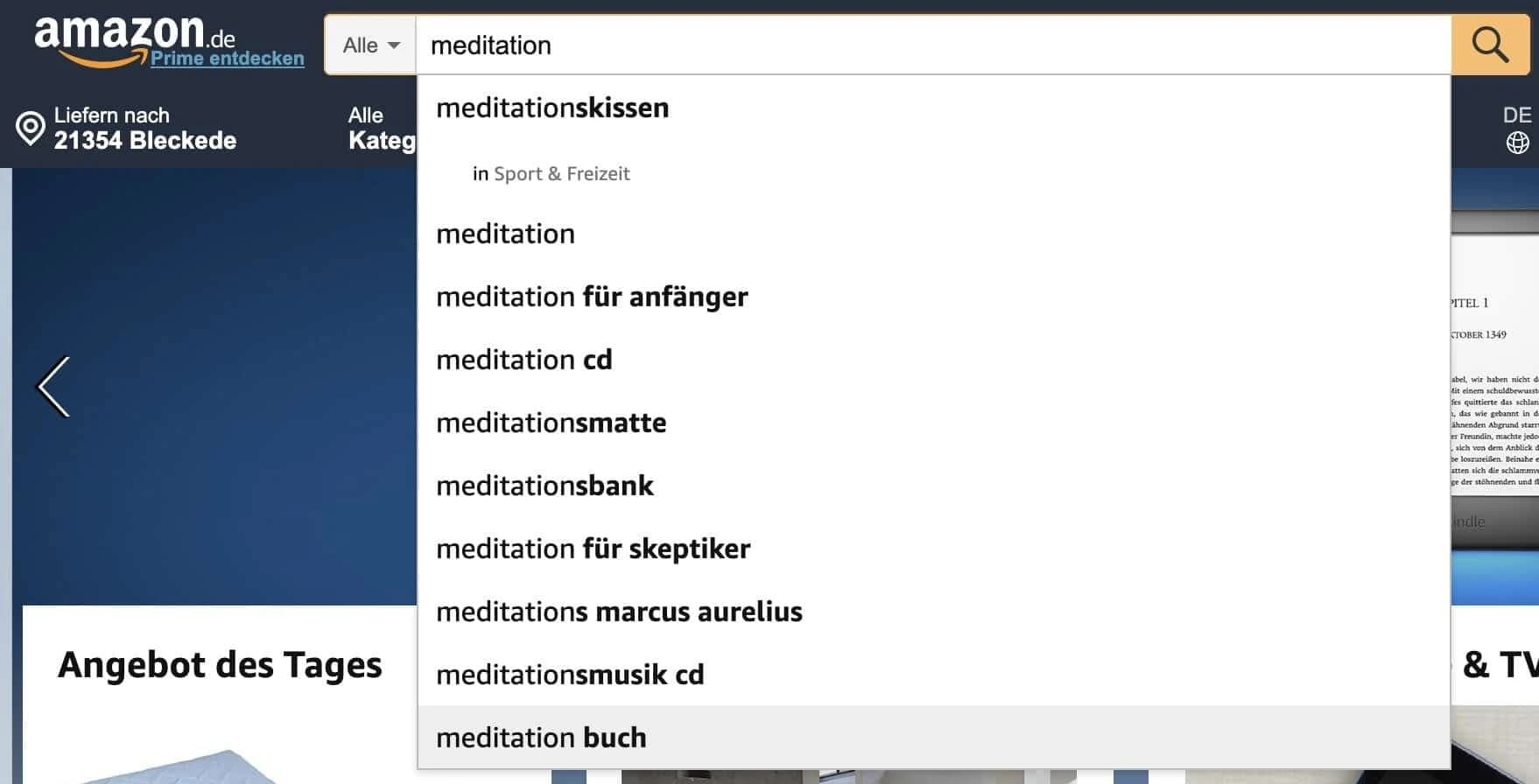 Ideen für Suchbegriffe bei Amazon finden