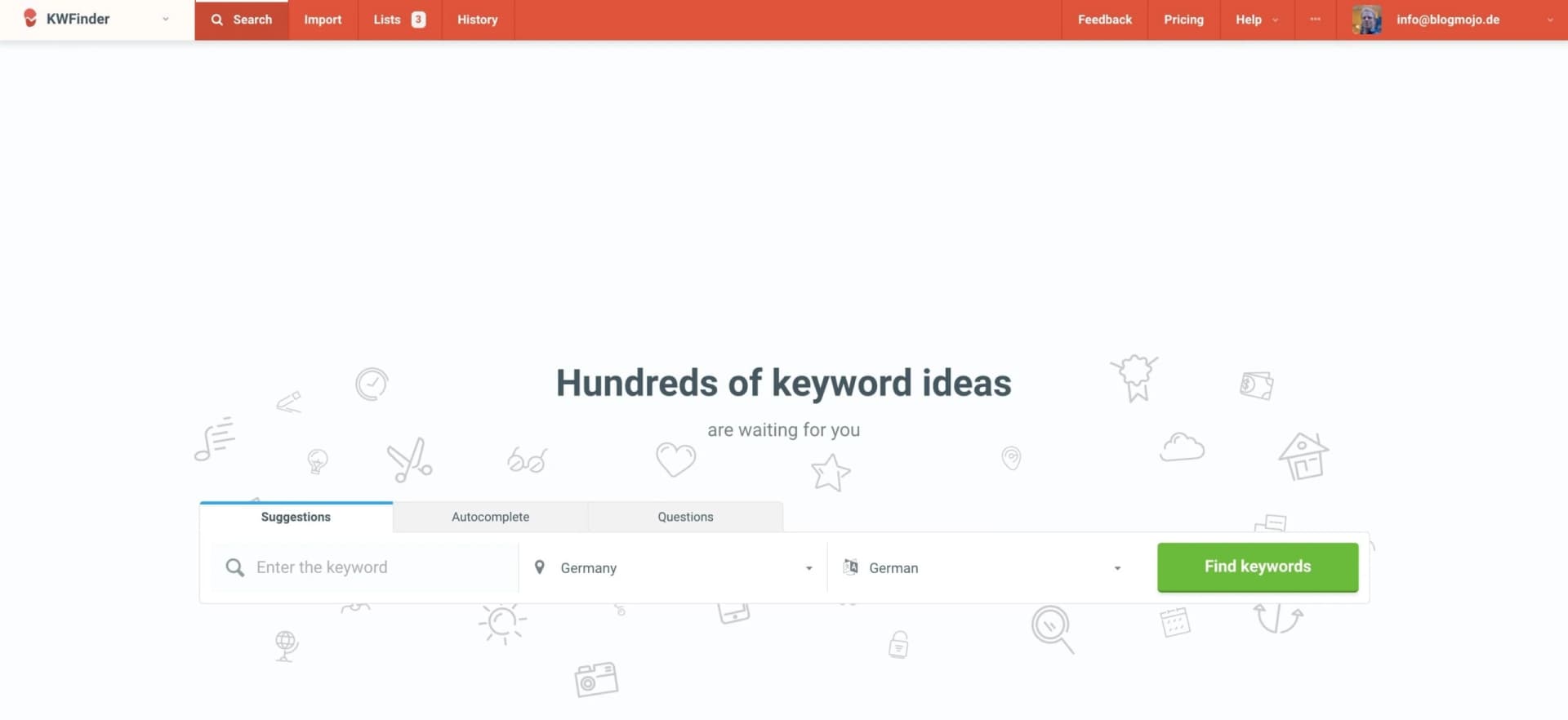 KWFinder als klassisches Keyword-Tool